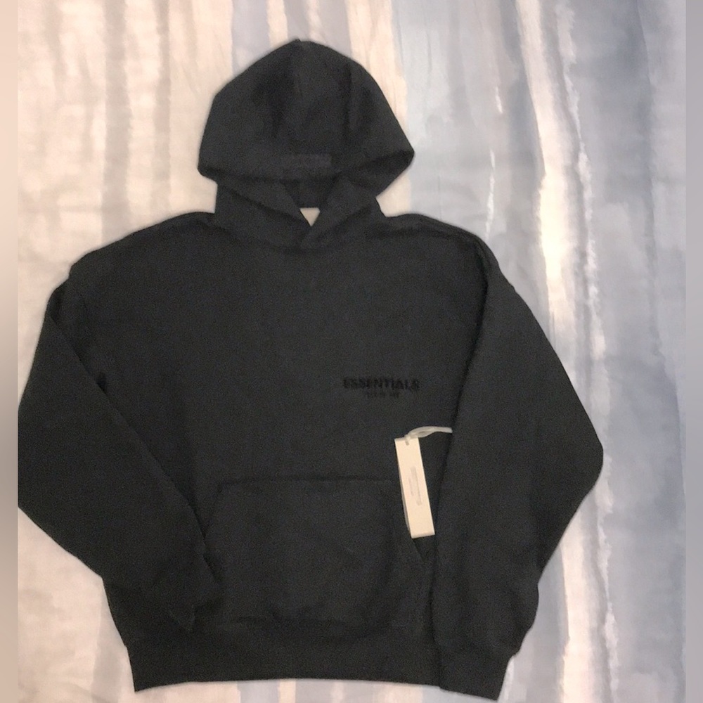 Essentials Fear of God hoodie XS & S in Black with felt letters Black on black